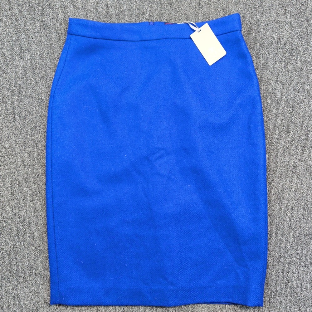 Pure Collection Classic Pencil Skirt 6 Sapphire Blue 100% Wool British Cloth NWT - Picture 1 of 12
